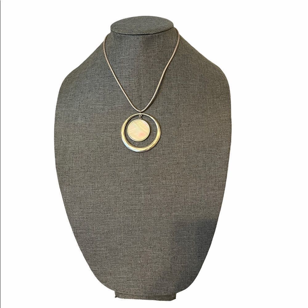 Chico’s Silver Tone Necklace Circle Medallion